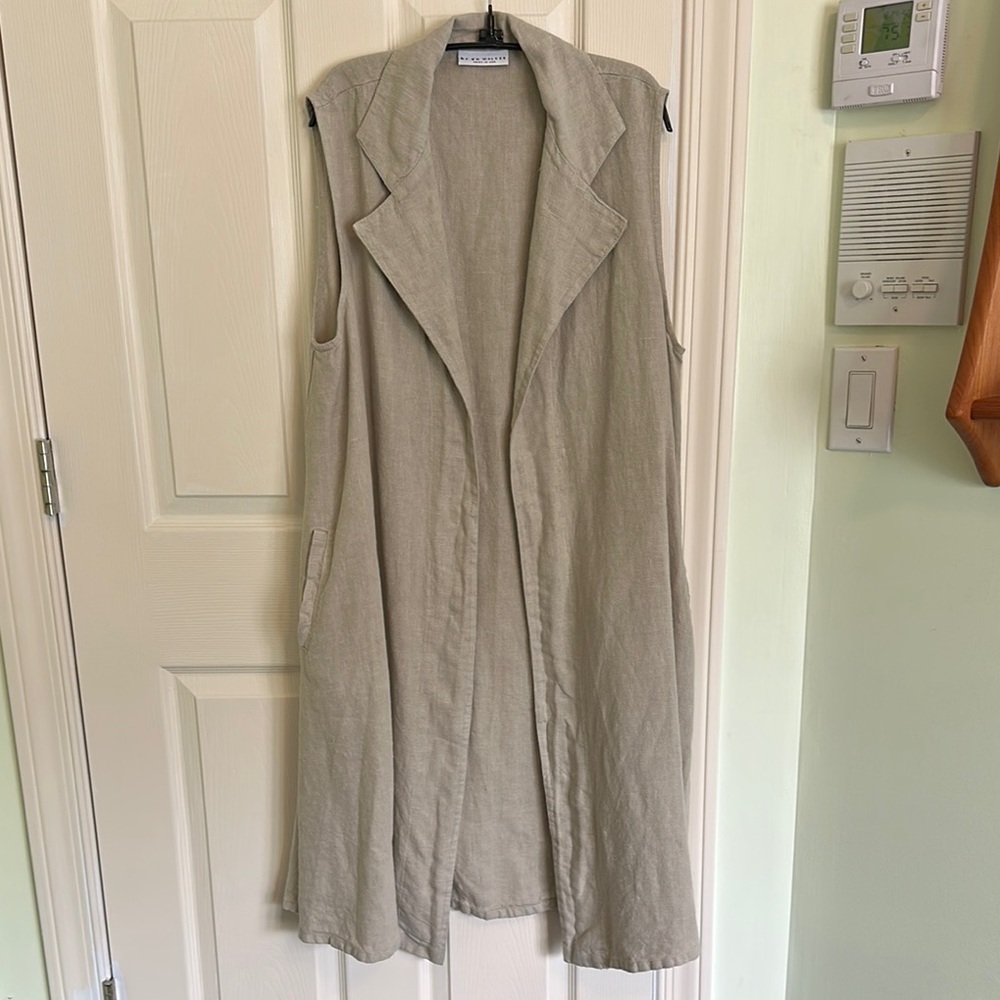 NWOT Bryn Walker Khaki Marcelina Heavy Linen Vest, Size L